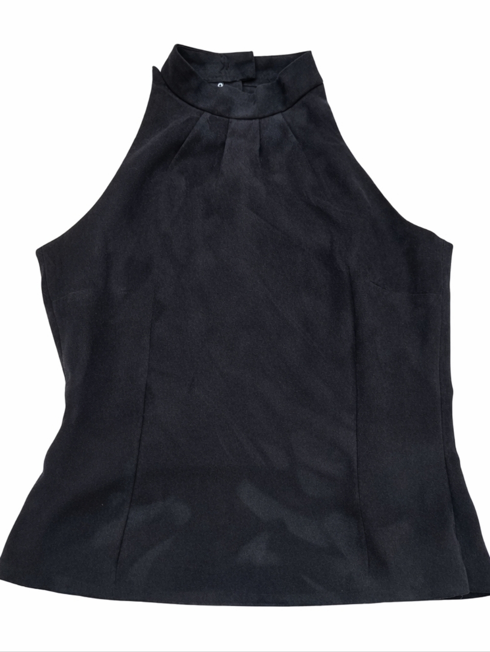 I.N.C Black Sleeveless Halter Top – Soft Suede Feel, Flowy Fit Size 4 Black